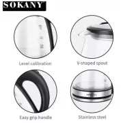 Стеклянный электрочайник 1500Вт Sokany SK-SH-1059, чайник с подсветкой на 1.2 л.