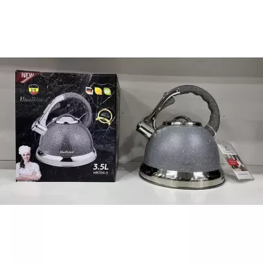 Чайник із гранітним покриттям зі свистком Haus Roland HR 704-5 3,5 л із нержавіючої сталі Сірий