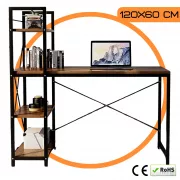 Письмовий стіл для комп'ютера та навчання / Робочий стіл із 4-ярусними полицями 120 x 60 см