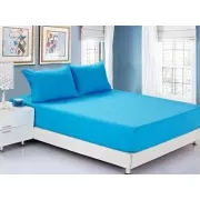 блакитне Простирадло махрове на резинці з наволочками Anisa (220х240+30 см)