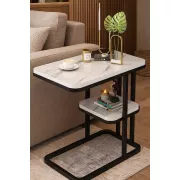 Интерьерный прикроватный столик с мраморной столешницей DASH-5496 50х30х58см