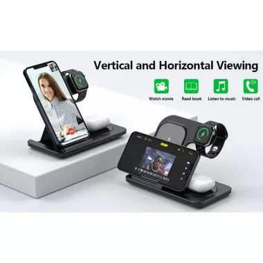 Зарядная станция 3в1 / Беспроводное зарядное устройство 3в1 для смартфона/смарт-часов/наушников