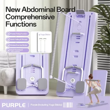 Тренажер для пілатесу Реформер MM3000 Для преса/ніг/присідання, з гумками Фіолетовий