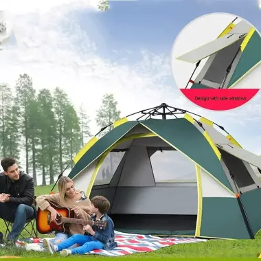 Автоматическая 4х местная палатка с навесом 210х200х135 / Палатка туристическая , кемпинговая , трехсезонная Автоматическая 4х местная палатка с навесом 210х200х135 / Палатка туристическая , кемпинговая , трехсезонная