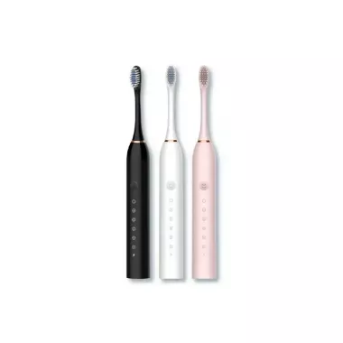 Розовая Электрическая зубная щетка Sonic Toothbrush Х-3 ультразвуковая аккумуляторная 4 сменные насадки в комплекте