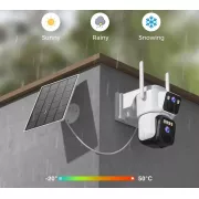 Поворотная WiFi камера 2 линзы 4к / Видеокамера с солнечной панелью 8mp