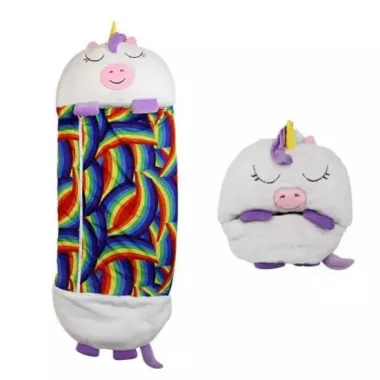белый единорог Детский спальный мешок на молнии 3 в 1 игрушка подушка спальник и встроенная подушка белый единорог Детский спальный мешок на молнии 3 в 1 игрушка подушка спальник и встроенная подушка