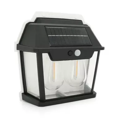 Уличный фонарь YT9992 с солнечной панелью+датчик движения, 2 лампы, встроенный аккум, крепление на стену