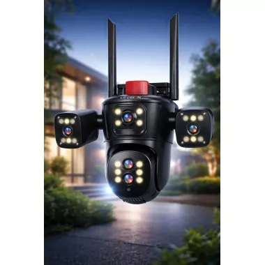 Видеокамера 4G IP66 4G 12mp (JE-190-2) 4 экранные 360-градусные камеры IP-камера четыре объектива Видеокамера 4G IP66 4G 12mp (JE-190-2) 4 экранные 360-градусные камеры IP-камера четыре объектива