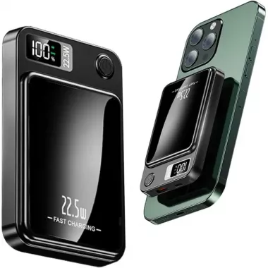 Магнитный повербанк (Power Bank) 10000mAh с MagSafe, быстрой зарядкой 22.5W и LED-дисплеем для iPhone 12/13/14/15/16 Магнитный повербанк (Power Bank) 10000mAh с MagSafe, быстрой зарядкой 22.5W и LED-дисплеем для iPhone 12/13/14/15/16