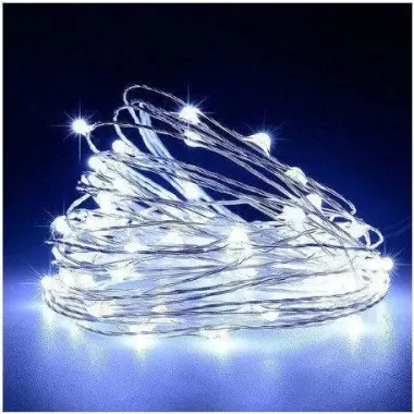 Новогодние гирлянды. Медная проволочная лампа 100LED 10м, (батарейки) Цвет белый Силиконовый провод (7108) Новогодние гирлянды. Медная проволочная лампа 100LED 10м, (батарейки) Цвет белый Силиконовый провод (7108)