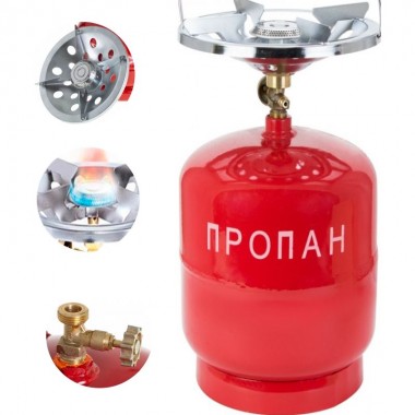 Газовый баллон Пропан УКП-83 с горелкой 5 л, Туристический газовый баллон с горелкой красный, 5 литров Газовый баллон Пропан УКП-83 с горелкой 5 л, Туристический газовый баллон с горелкой красный, 5 литров