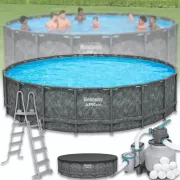 Каркасный круглый бассейн 549х132 см на 26 000 л с фильтр-насосом, лестницей, тентом Bestway 561KC