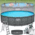 Каркасный круглый бассейн 549х132 см на 26 000 л с фильтр-насосом, лестницей, тентом Bestway 561KC Каркасный круглый бассейн 549х132 см на 26 000 л с фильтр-насосом, лестницей, тентом Bestway 561KC