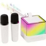 Портативная Bluetooth колонка K18 с LED подсветкой 2 микрофона белый