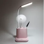 Рожева Акумуляторна настільна LED лампа Bionic Desk Lamp c USB виходом, органайзером та підставкою для смартфона