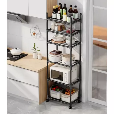 Полка этажерка TVT-02 6 ярусов 170х42х32см Черная Полка этажерка TVT-02 6 ярусов 170х42х32см Черная