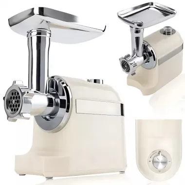 Біла Мясорубка Rainberg RB-2270 3800Вт з реверсом та насадками для шатківниці та ковбас