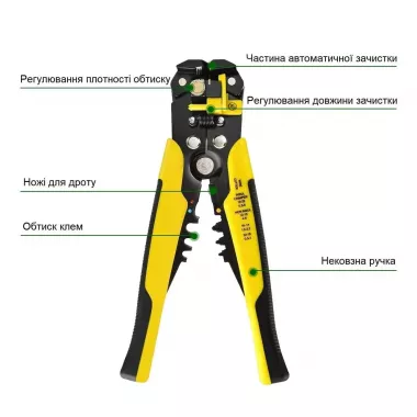 Стриппер для снятия изоляции и зачистки проводов, автоматические плоскогубцы, инструмент для зажима и изоляции кабеля AWG 0.2-6.0 мм