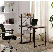 Письмовий стіл для комп'ютера та навчання / Робочий стіл із 4-ярусними полицями 120 x 60 см