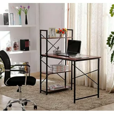 Письменный стол для компьютера и обучения / Рабочий стол с 4-ярусными полками 120 x 60 см