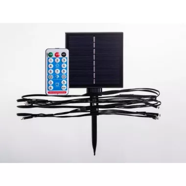 Гирлянда нить на солнечной батарее 500 LED 50 м черный провод желтый