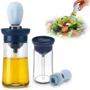Стеклянный дозатор оливкового масла с щеткой 630мл 2 в 1, силиконовая капельница для измерения бутылки для приготовления пищи и щетка для выпечки