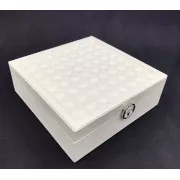 Скринька для прикрас стьобана з великим дзеркалом, що відкидається, маленька скринька всередині колір слонова кістка