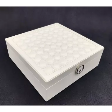 Скринька для прикрас стьобана з великим дзеркалом, що відкидається, маленька скринька всередині колір слонова кістка