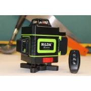 Лазерний рівень нівелір для стяжки підлоги HILDA 4D 16 ліній 360 ° градусів самовирівнюється Зелений промінь + пульт + акумулятор з дисплеєм