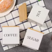 Набор банок для хранения «Sugar/Coffee/Tea» с бамбуковыми крышками и подставкой