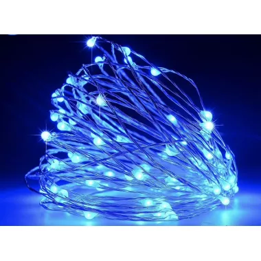 Новорічні гірлянди. Мідна дротяна лампа 100LED 10м, Колір Синій Силіконовий дріт (7107)