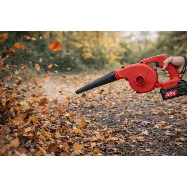 Воздуходувка-пылесос 2в1 Красный аккумуляторный 48V/4А