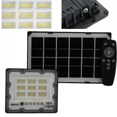 Уличный фонарь на столб мощностью 100 Вт с солнечной панелью и пультом