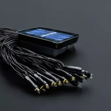 Гірлянда нитка на сонячній батареї 1500 LED 150 м чорний дріт жовтий