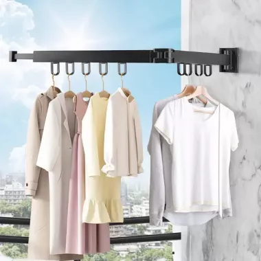 Вішалка настінна сушарка для одягу з алюмінієвого сплаву для балкона, 2 секції SKLM-1 ((66+23)*10*6.5) Вішалка настінна сушарка для одягу з алюмінієвого сплаву для балкона, 2 секції SKLM-1 ((66+23)*10*6.5)