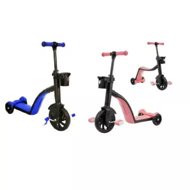 Детский самокат трансформер беговел с корзинкой Best Scooter 3 в 1