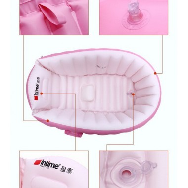 Детская Надувная ванночка с насосом Intime Baby Bath Tub Розовый Детская Надувная ванночка с насосом Intime Baby Bath Tub Розовый