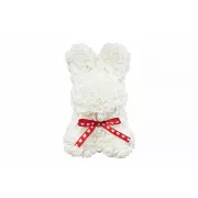 Зайчик из 3D роз в подарочной коробке KR-21 17/17/25см Белый