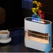 Зволожувач повітря з імітацією крапель дощу та ефектом полум'я з LED підсвічуванням (20см)