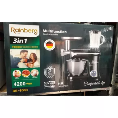 Кухонний комбайн 3 в 1 Rainberg RB-8080 Тістоміс / Мясорубка / Блендер / Планетарний міксер 4200В Кухонний комбайн 3 в 1 Rainberg RB-8080 Тістоміс / Мясорубка / Блендер / Планетарний міксер 4200В