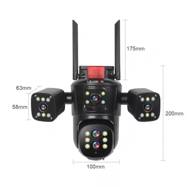 Видеокамера 4G IP66 4G 12mp (JE-190-2) 4 экранные 360-градусные камеры IP-камера четыре объектива Видеокамера 4G IP66 4G 12mp (JE-190-2) 4 экранные 360-градусные камеры IP-камера четыре объектива