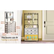 NEW Залізна вішалка для одягу + підставка для взуття, 2 в одному, 4 полиці Бежева