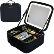 Розовая Дорожная косметичка-чемоданчик с LED зеркалом Розовая