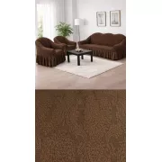 Жаккардовый турецкий чехол на диван и два кресла, универсальный натяжной чехол, накидка на диван Коричневый