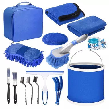 Набір з мікрофібр аплікаторів та щіток для догляду за автомобілем, комплект 16 штук Набір з мікрофібр аплікаторів та щіток для догляду за автомобілем, комплект 16 штук