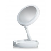 Кругле дзеркало з LED підсвічуванням для макіяжу 2 в 1 зі збільшенням