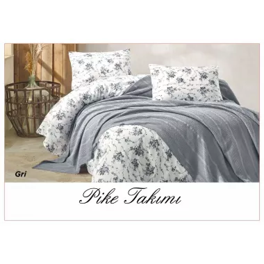 Постільна білизна з вафельним покривалом La Villa Mavi Сірий