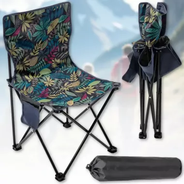 Раскладной стул туристический для кемпинга 42х41х72 см с карманом Цветочный Раскладной стул туристический для кемпинга 42х41х72 см с карманом Цветочный