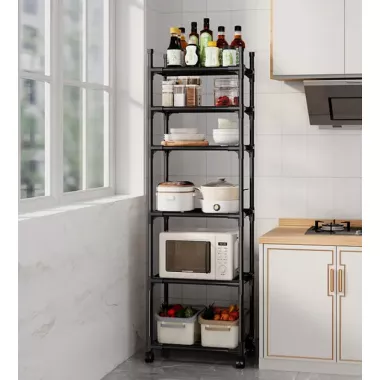 Полка этажерка TVT-02 6 ярусов 170х42х32см Черная Полка этажерка TVT-02 6 ярусов 170х42х32см Черная